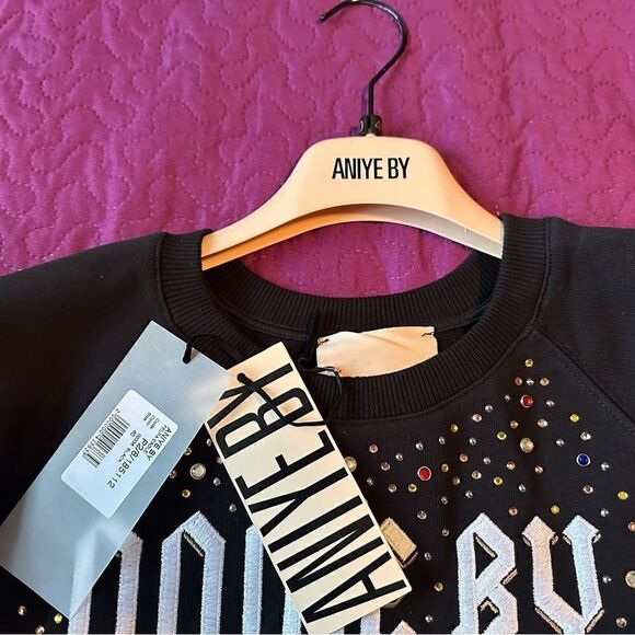 Aniye By Eagle Long Sleeved Cotton Sweatshirt in Black -Women's Size L - Picture 13 of 14